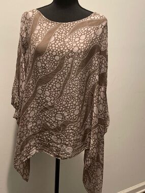 Southern Style Abstract Dotted Swirl Print Kaftan Silk Blend Boho Fairy Easywear